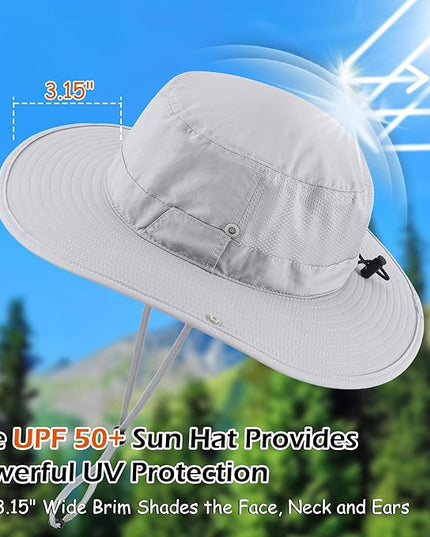 Connectyle Men's Sun Hat UPF 50+ Wide Brim Bucket Hats for Fishing Hiking Gardening Adjustable Boonie Hat Outdoor Safari Hats