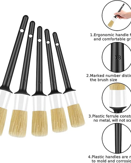 10pcs Car Detailing Kit, Premium Detailing Brush Set Includes 5 Soft Car Detailing Brushes, 3 Wire Brush, 2 Air Vent Brush for Cleaning Car Interior and Exterior Detailing, White