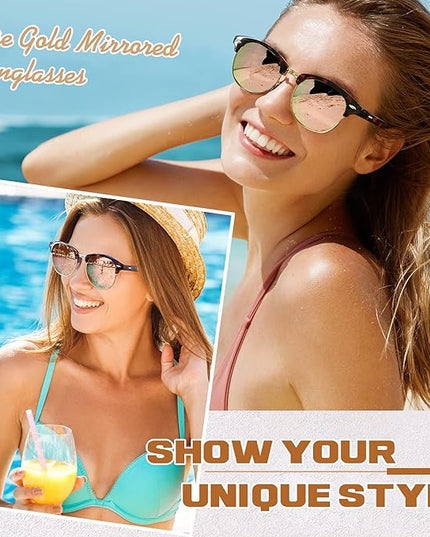 GQUEEN Classic Horn Rimmed Semi Rimless Polarized Sunglasses for Men Women GQO6