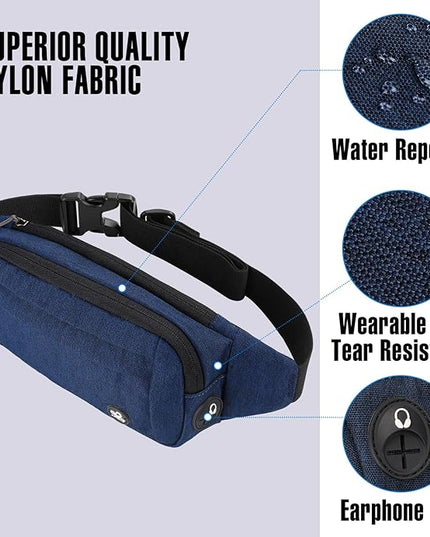 WATERFLY Fanny Pack Waist Bag: Small Hip Pouch Bum Bag Fannie Pack Phanny Fannypack Waistpack Bumbag Beltbag Sport Slim Fashionable for Jogging Hiking Hiker Woman Man
