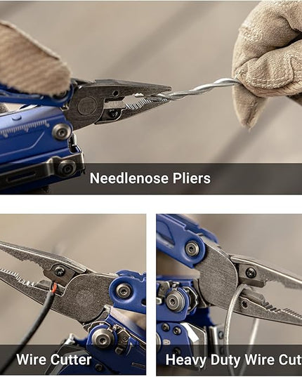NEXTORCH PIONEER MT20 14-IN-1 Multi-tools Full-Size,Multi-tool Set with Scissors Needle Nose Pliers Pocket Clip Multi-tool for DIY Home Outdoors Everyday Carry Men Gift Color (BLUE with Glass Breaker)