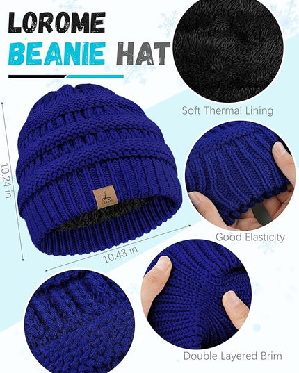 Winter Beanie Hat Scarf Gloves, Warm Fleece Knit Hats Touch Screen Gloves Neck Scarf Set Winter Gifts for Unisex Adult