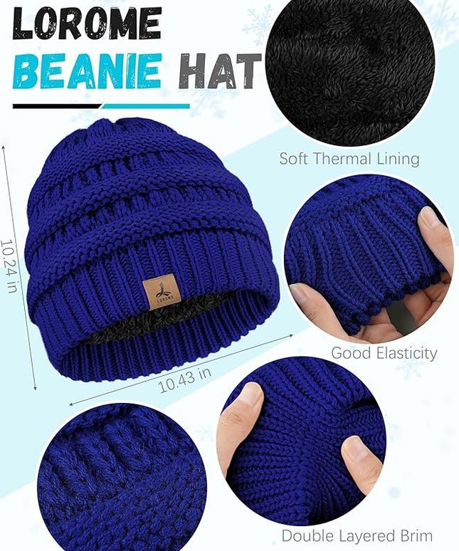 Winter Beanie Hat Scarf Gloves, Warm Fleece Knit Hats Touch Screen Gloves Neck Scarf Set Winter Gifts for Unisex Adult
