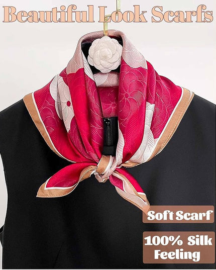 kcctoo 27.5" Mulberry Silk Feeling Head Scarf Women's Fashion Square Neck Satin Scarfs for Bag Hair Scarves Gift