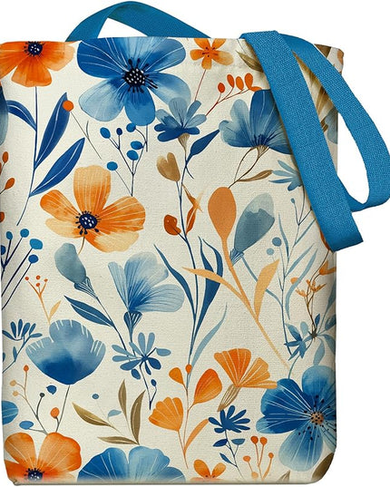 Tote Bag for Women, Reusable Zippered Canvas Bag with Handles Pocket Thick Canvas, for Grocery Shopping Beach Gift