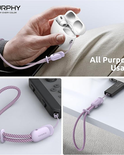 SURPHY 2 Pack Phone Lanyard for Cellphone Case, Phone Wrist Strap for Case, Cellphone Strap with 2-Color Braided, Charm Wrist Lanyard for Women and Men, Lilac & Gray