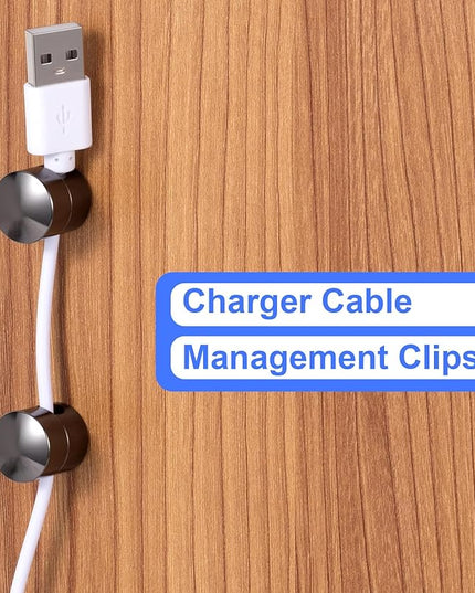 5 Sets Charger Holders for Cords, Black Adjustable Cable Anchor Holders, Adhesive Metal Cord Clips, Cable Management Wire Organizers for Desk, Office, Nightstand