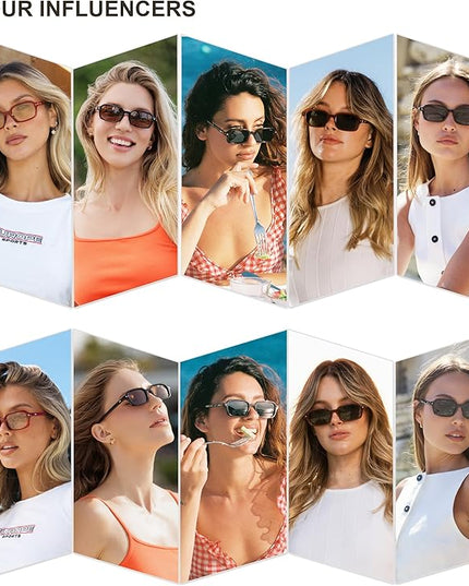 SOJOS Trendy Rectangle Polarized Sunglasses Womens Mens, Small Retro Fashion Thin Slim Square Sunnies SJ2610