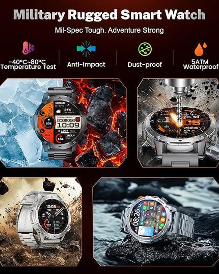 LIGE Smart Watch for Men (Make/Answer Calls) with 1000mAh, 1.75" HD Screen Smartwatch with Flashlight, Heart Rate/Sleep Monitor, IP68 Waterproof, 100+ Sports Modes for Android iOS, 3 Straps