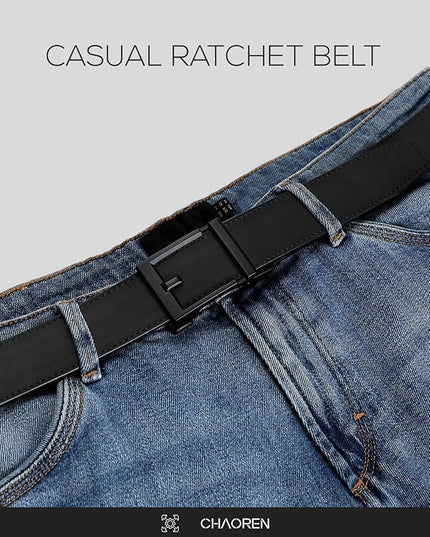 CHAOREN Leather Ratchet Belt Men - Mens Belts Casual Accessories for Every Occasion (35mm)