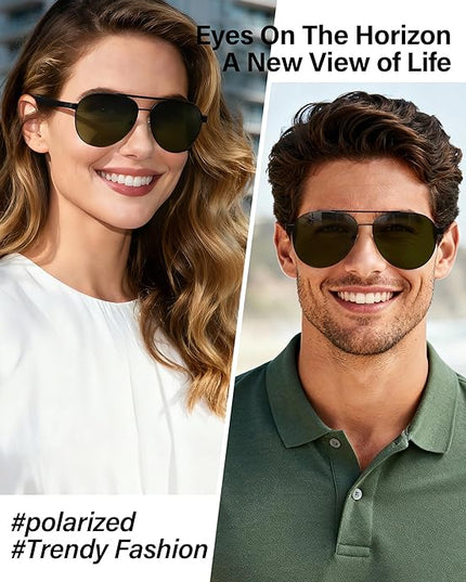 Joopin Polarized Metal Aviation Sunglasses Men, Classic Military Sun Glasses Women, Rectangle Shades UV400 Protection Costume