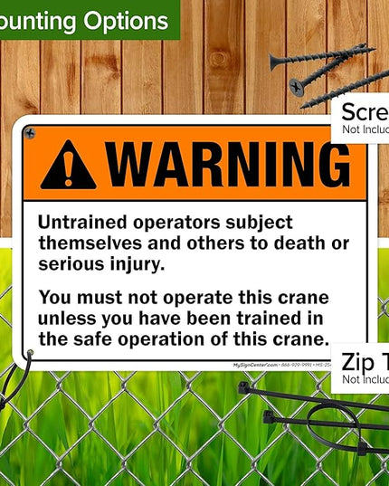 Warning Untrained Operators Subject Themselves And Others To Death Sign, 10x7 Inches, 55 mil thick HDPS (high density polystyrene), Made in USA by My Sign Center
