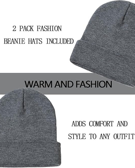 ZOORON 1&2 Pack Beanie for Men Women Slouchy Beanie Hats Winter Knit Caps Soft Ski Hat Unisex