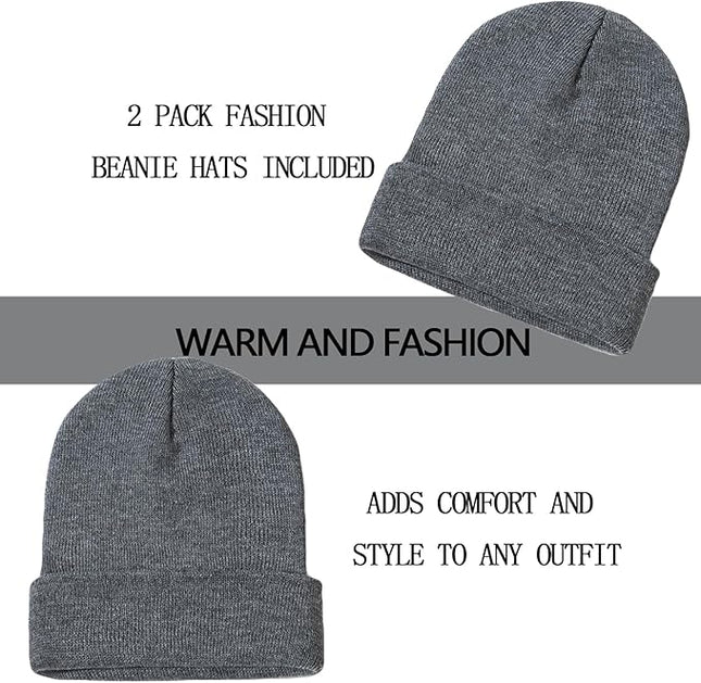 ZOORON 1&2 Pack Beanie for Men Women Slouchy Beanie Hats Winter Knit Caps Soft Ski Hat Unisex