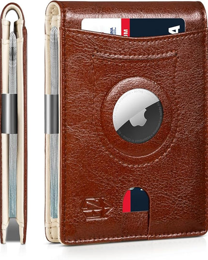 Zitahli Men's Wallets Airtag Holder Slim Rfid Leather with Gift Box