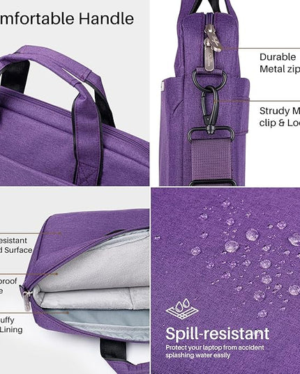 15.6 16 Inch Laptop Shoulder Bag for Men Women,Waterproof Computer Carrying Case Messenger Bag with Strap,Laptop Briefcase for 14-15-16 In MacBook/Chromebook/Notebook Hp Dell Acer Asus,Purple