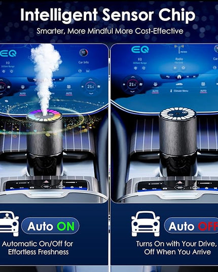 Car Air Freshener, Smart Car Air Freshener, Music-Synced RGB Ambient Lights with Auto On/Off, 150ml, Suitable for Cars, Homes, Offices, Bedrooms (Lavender)
