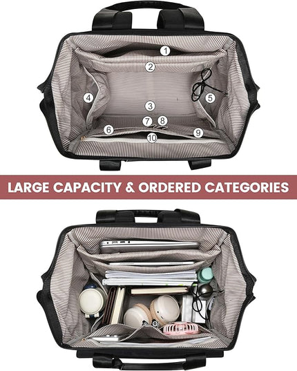 LOVEVOOK 18 Inch Laptop Backpack for Women, Large Capacity Travel Backpack with Organizer Bag, Waterproof Carry on Backpack Purse Work Bag with USB Port for College Teacher Nurse, 2PCS
