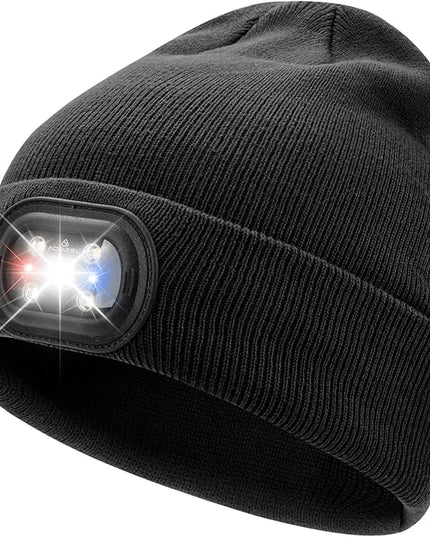 AOPREL Beanie with The Light, Unisex USB Rechargeable Headlamp Winter Knitted Cap for Men Dad Husband