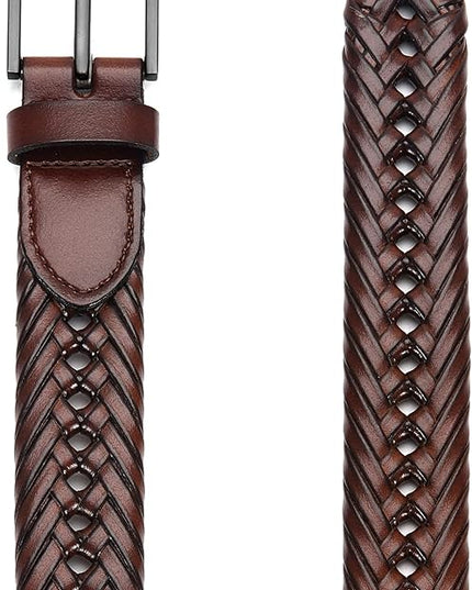CHAOREN Leather Braided Belts for Men - 1 1/8" Mens Casual Woven Leather Belt for Dress Pant