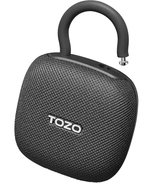 TOZO PE1 Portable Bluetooth Speakers with Adjustable Carabiner, Mini Bluetooth Wireless Shower Speaker with IPX8 Waterproof, 32H Playtime Punchy Bass Audio Speaker for Home, Outdoor and Travel, Black