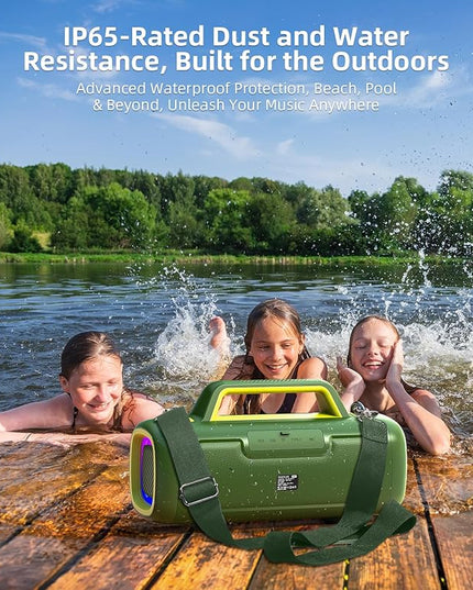 Portable Bluetooth Speaker Wireless,140W Peak Loud Sound with 2 Subwoofers and 2 Tweeters, Plus Bass Boost, IP65 Waterproof Outdoor Speaker, 24H Playtime, RGB Lights, TF/AUX/USB/Mic Input, Large Party