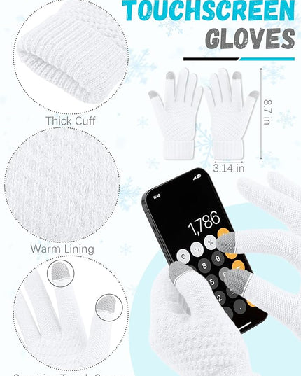 Winter Beanie Hat Scarf Gloves, Warm Fleece Knit Hats Touch Screen Gloves Neck Scarf Set Winter Gifts for Unisex Adult