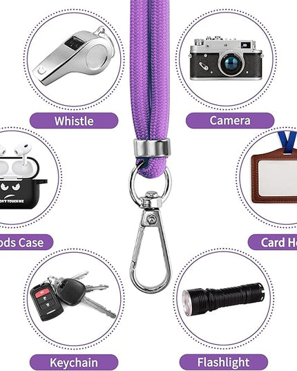 CACOE Phone Lanyard 2 Pcs-1 Pcs Adjustable Neck Strap, 1 Pcs Wrist Strap, 2 Pcs Pads, Universal Crossbody Multifuctional Cell Phone Lanyards Compatible with Most Smartphones(Dark Purple)