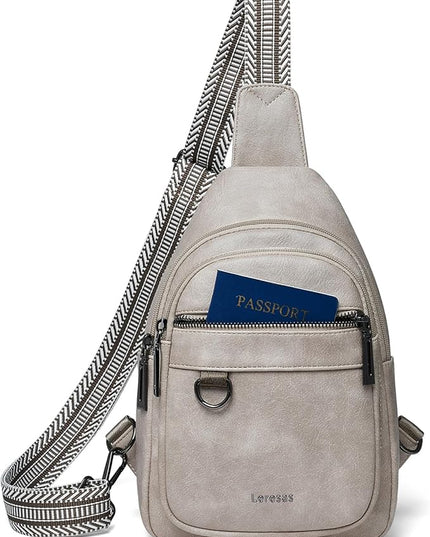 7L Sling Bag for Women Men Vegan Leather Crossbody Bags Fanny Pack Purse Backpack Over Shoulder Bag Travel Anti Theft