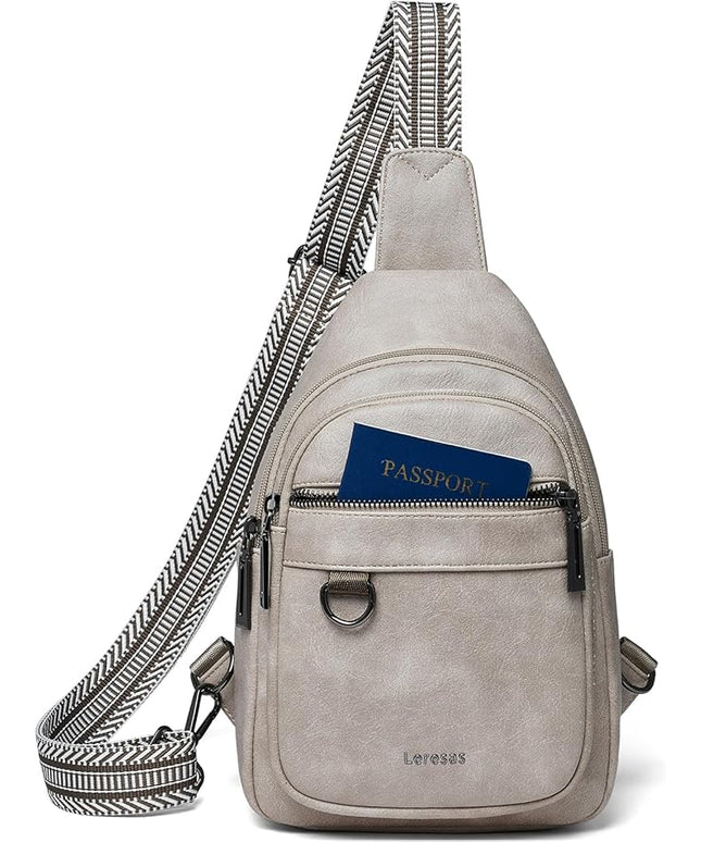 7L Sling Bag for Women Men Vegan Leather Crossbody Bags Fanny Pack Purse Backpack Over Shoulder Bag Travel Anti Theft