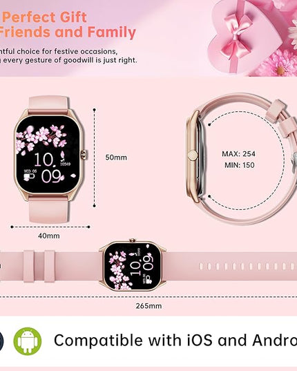 Smart Watches for Women Men , 2.0" HD Touchscreen Fitness Tracker, Bluetooth Calls/Notifications, IP68 Waterproof, 100+ Sport Modes Fitness Watch, Heart Rate Sleep Monitor Smartwatch for Android iOS