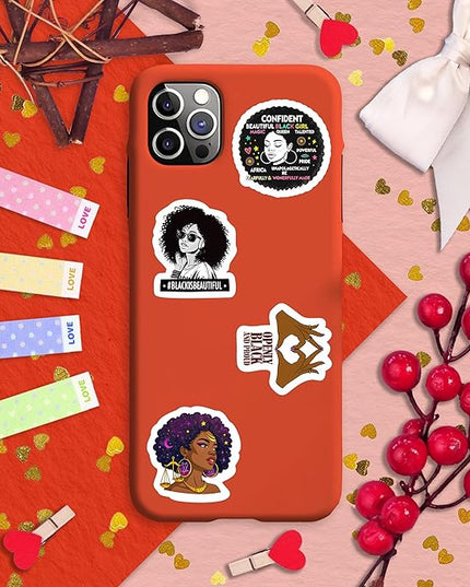 100Pcs Black Girl Stickers for Planner, for Water Bottle, for Adults - Black Girl Gifts for Women, Favors & Decorations - African American Stickers and Decals - Gifts for Women & Men