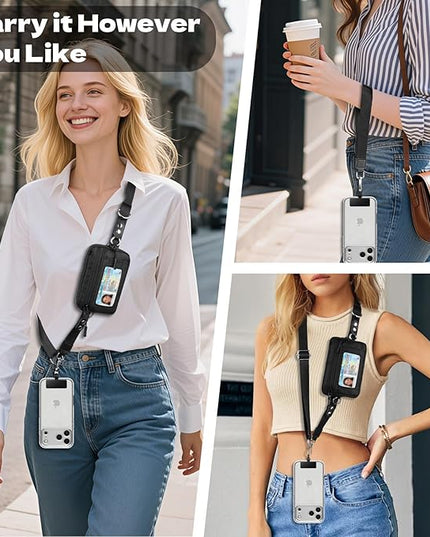 TiMOVO Clip and Go Phone Strap Crossbody with Detachable Wallet, RFID Blocking, Adjustable Anti-Theft Phone Lanyard