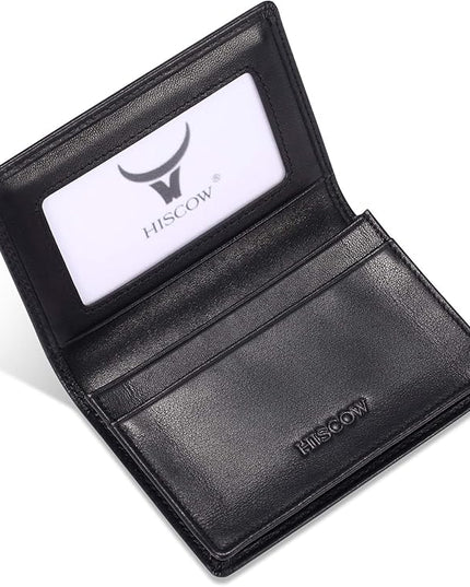 Leather Business Card Case Holder for Men & Women, Italian Calfskin