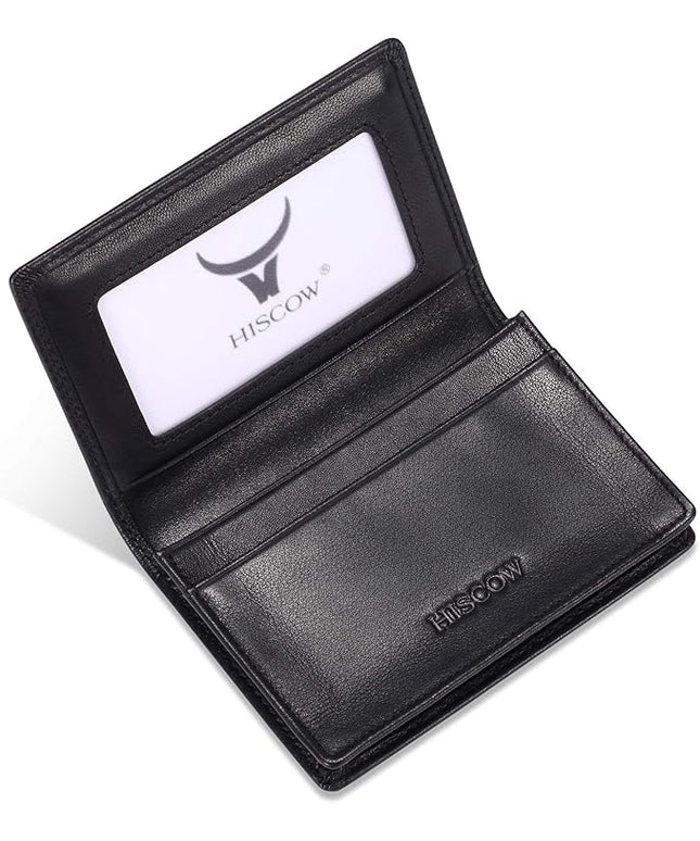 Leather Business Card Case Holder for Men & Women, Italian Calfskin