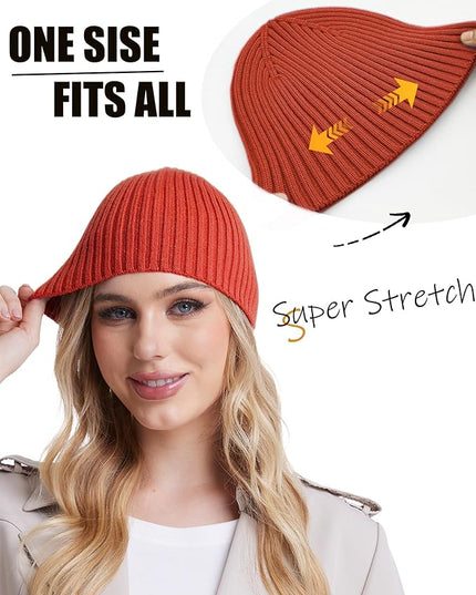 choshion Wool Knit Fisherman Beanie Hat for Men Women,Cuffless Warm Short Cuff Beanies Toboggan Ski Hats Winter Skull Cap