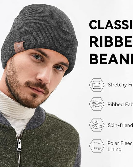 OZERO Winter Beanie Daily Hat - Thermal Polar Fleece Ski Stocking Skull Cap for Men and Women