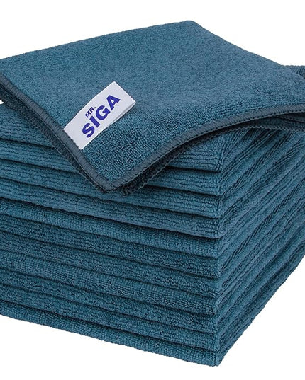 MR.SIGA Microfiber Cleaning Cloth, All-Purpose Microfiber Towels, Streak Free Cleaning Rags, Pack of 12, Light Teal, Size 32 x 32 cm(12.6 x 12.6 inch)