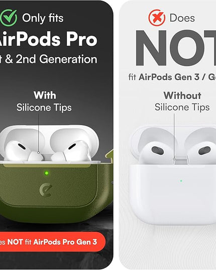 Keybudz for AirPods Pro 2 Case with Lock - Fully Waterproof AirPods Pro 2nd Generation Case Cover - Keychain, Rugged Tough Protection, Hard Shell and Carabiner for USB-C/Lightning (Forest Green)