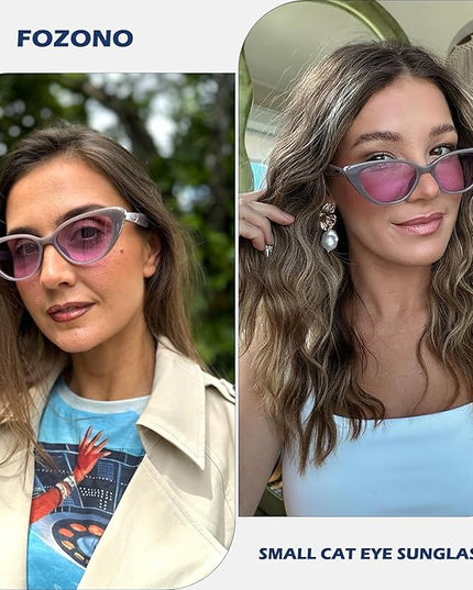 Retro Vintage Narrow Cat Eye Sunglasses for Women 90s Small Chic Style Trendy Sunnies UV400 Protection FZN7514