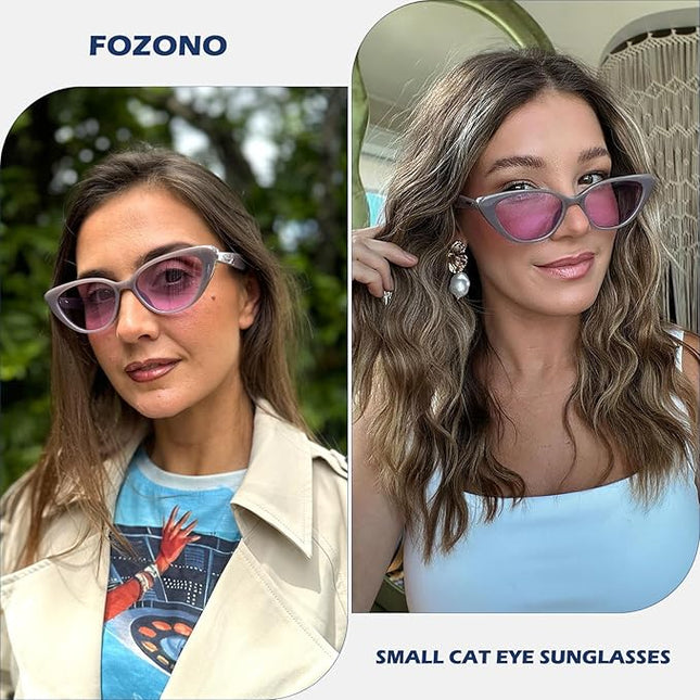 Retro Vintage Narrow Cat Eye Sunglasses for Women 90s Small Chic Style Trendy Sunnies UV400 Protection FZN7514