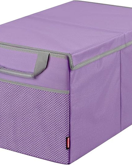Rubbermaid Car Organizer, Collapsible Trunk Organizer, Multi-Compartment Car Storage Organization for Car Accessories, 2 Compartments With Cover, 21.65"*14.17"*12.2" - Purple