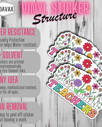 (3Pcs) Teachers Floral Stickers Inspirational Funny Humor Education Student School Graduation Appreciation Gifts Waterproof Vinyl Decal Kindle Water Bottle Bumper Car Hard Hat Phone Laptop 3x2