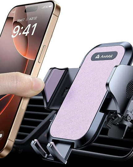 andobil 2026 Upgraded Car Phone Holder Mount, Military-Grade Phone Holders for Your Car Vent Stable Metal Clip Universal 360° Cell Phone Car Mount for iPhone 17 Pro Max 16/15/14/13/12/ Samsung, Purple
