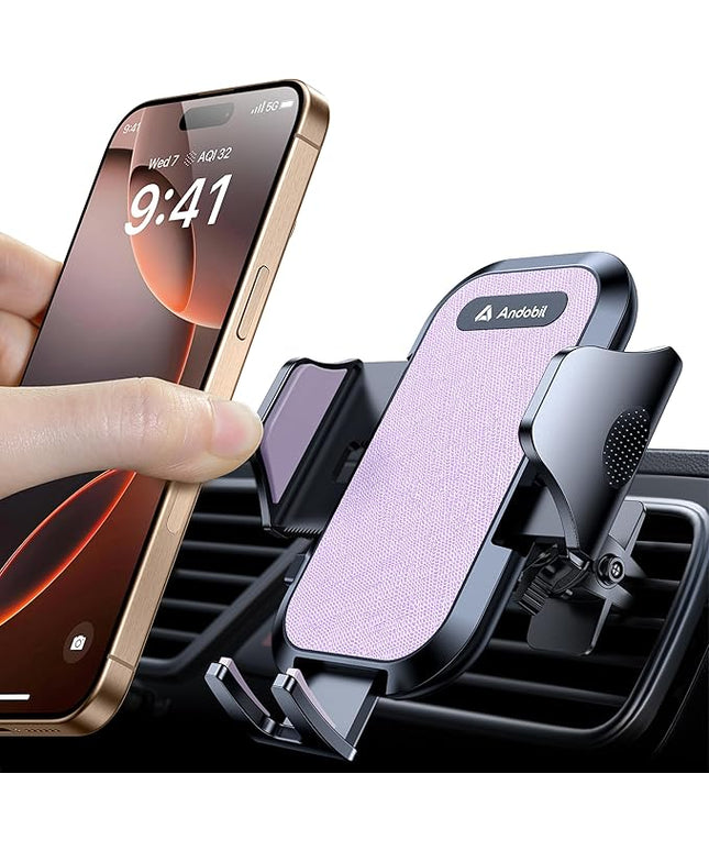 andobil 2026 Upgraded Car Phone Holder Mount, Military-Grade Phone Holders for Your Car Vent Stable Metal Clip Universal 360° Cell Phone Car Mount for iPhone 17 Pro Max 16/15/14/13/12/ Samsung, Purple