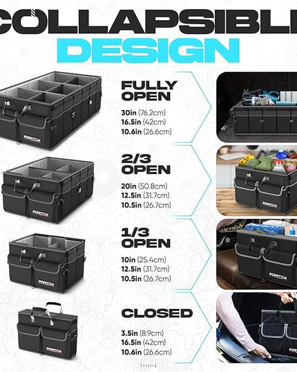 FORTEM Trunk Organizer For SUV Car Trunk Organizer, Foldable Storage, Car Accessories for Women Men, Collapsible Bag, Perfect Christmas Gifts, 600D Oxford, Non Slip Bottom, Straps, Soft Cover (85L)