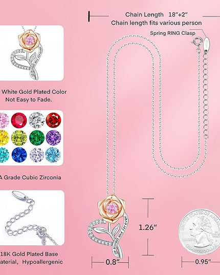 LAVALE Heart Birthstone Necklace for Women, Ideal Anniversary Birthday Gifts for Women Wife Girlfriend Her, Amazing Valentine's day Gift for Mom Women