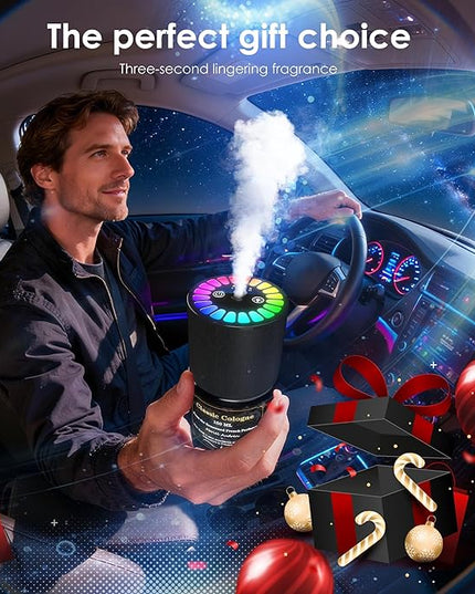 Car Air Freshener, Smart Car Air Freshener, Music-Synced RGB Ambient Lights with Auto On/Off, 150ml, Suitable for Cars, Homes, Offices, Bedrooms (Cologne)
