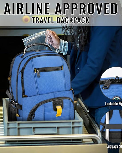 YOREPEK Travel Backpack, Extra Large 50L Laptop Backpacks for Men Women, Water Resistant College Backpack Airline Approved Business Work Bag with USB Charging Port Fits 17 Inch Computers, Cobalt Blue