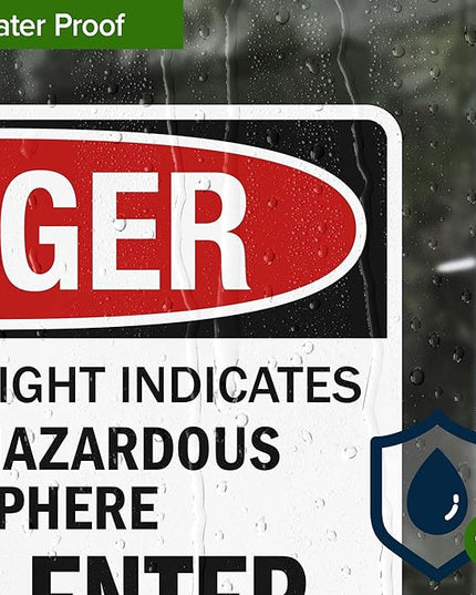 Danger Flashing Red Light Indicates Potential Hazardous Atmosphere Do Not Enter Sign, 10x7 Inches, 4 Mil Vinyl Decal Stickers Weather Resistant, Made in USA by My Sign Center